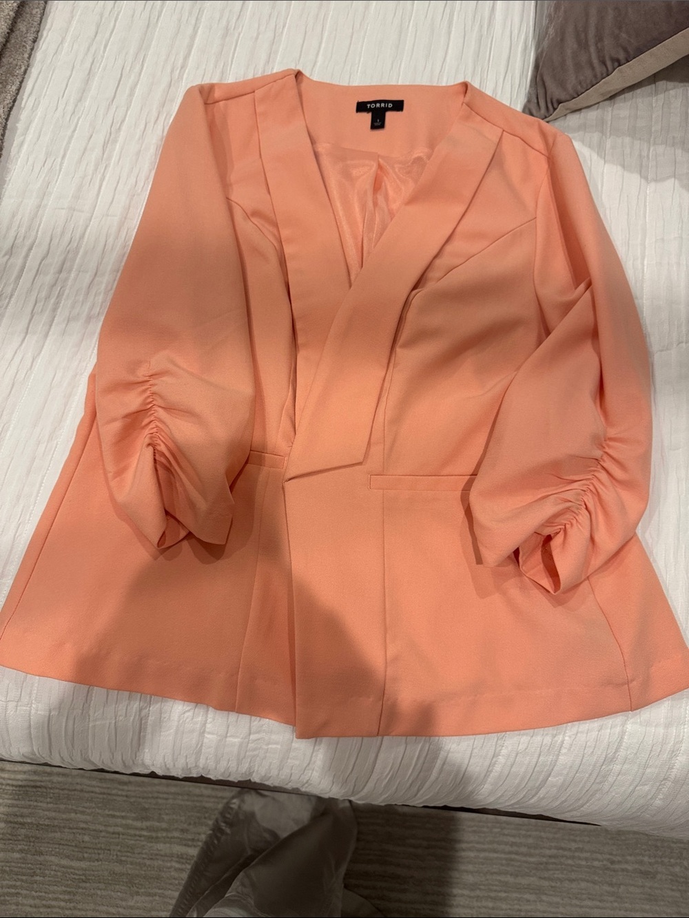 Plus Size Torrid Peachy Coral V-Neck Peplum Blouse